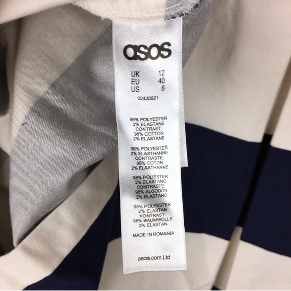 ASOS Skater Dress Stripe Fit Flare Skirt Colorblock Wedding Guest Attire Size 8 - Picture 9 of 13